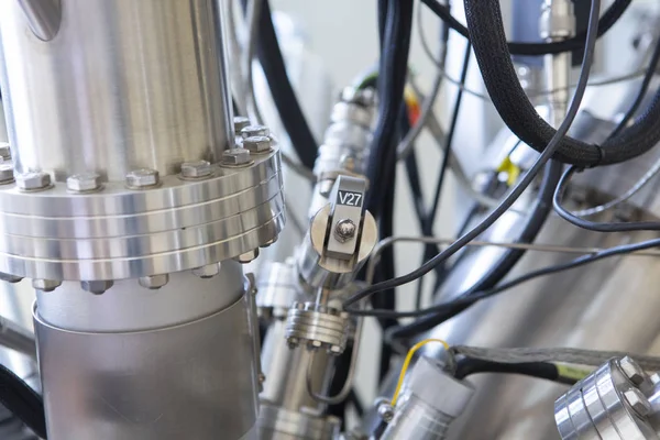 Laborausrüstung Für Wissenschaftliche Experimente Abstrakter Industrieller Hintergrund Nahaufnahme — Stockfoto