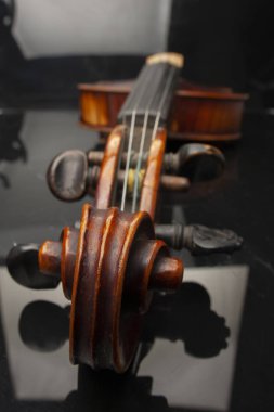 Keman kapatmak kadar izole üzerinde siyah arka plan sınırlı alan derinliği