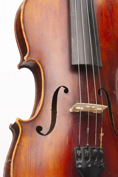 Violin Close Isolated White Background Limited Depth Field — Stock Photo, Image