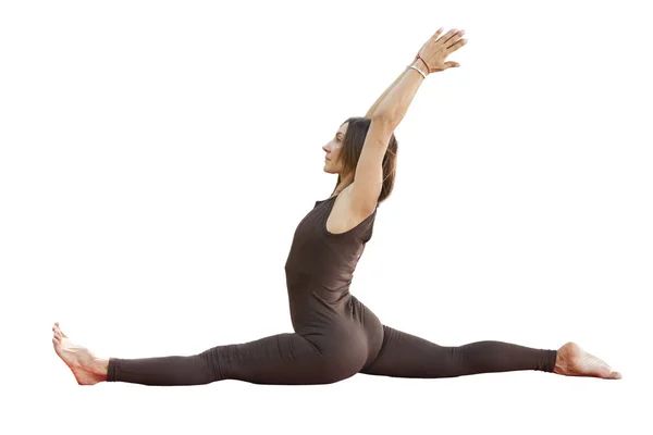 Güzel Genç Kadın Pratik Yoga Sakinlik Sakin Mutluluk Kavramı Isolated — Stok fotoğraf