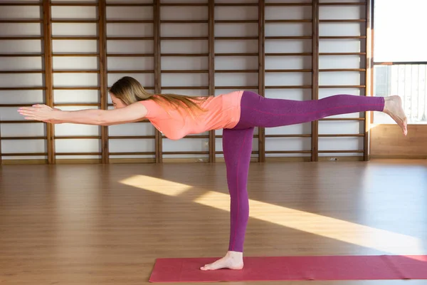 Sporty Young Woman Doing Yoga Practice Konsep Hidup Sehat Dan — Stok Foto