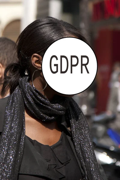 Gdpr Retrato Callejero Una Chica Elegante Cara Está Oculta Por — Foto de Stock