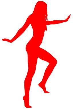 bir genç kafkas kadın kadar izole kırmızı siluet gölge beyaz zemin üzerine yakın çekim tırmanma