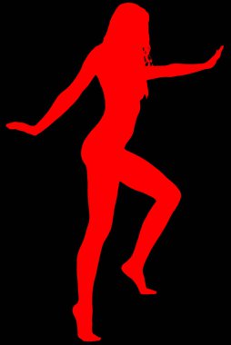 bir genç kafkas kadın izole kırmızı siluet gölge kadar siyah backgroundclose-up üzerinde tırmanma