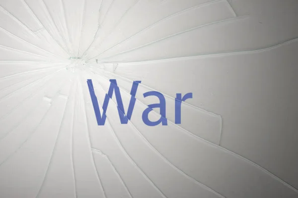 English Text War Broken Glass Disarmament Concept Close — Stock Photo, Image
