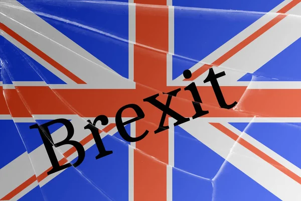 Text Brexit Broken Glass Concept Exit European Union Background — Stock Photo, Image
