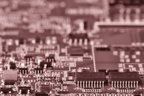 Leiterplatte Nahaufnahme Für Hintergrund Mikrochips Und Andere Komponenten Bild Mit — Stockfoto