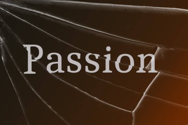 Tutku metin kırık cam üzerinde. Arzu, tutku arka plan kaybı kavramı