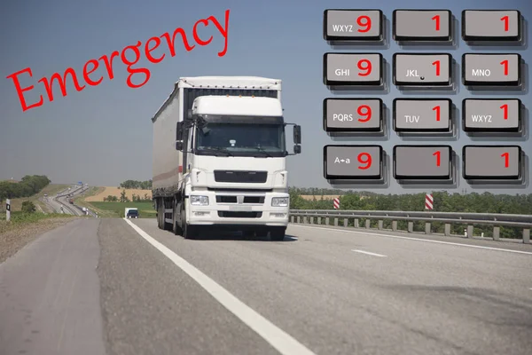 Emergency call use by phone. Concept car accidents and emergency. close up