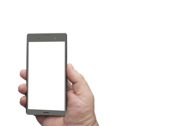 Dokunmatik ekran smartphone bir el izole resim