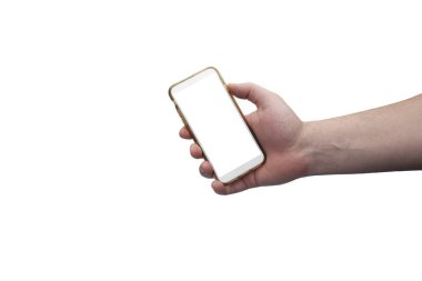 Dokunmatik ekran smartphone bir el izole resim