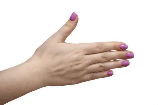 Closeup view of hands with manicure of young woman Isolated image — Stock Photo, Image