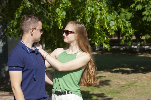 Love emotion. Couple at nature. Spring season.