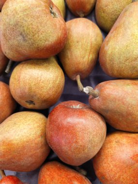 Piyasaraflarında taze kırmızı armut