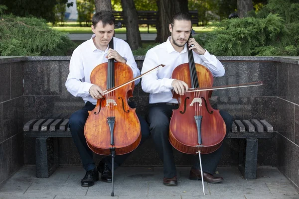 Klassisk musik professionell cello spelare solo prestation, händerna nära upp, oigenkännlig person — Stockfoto