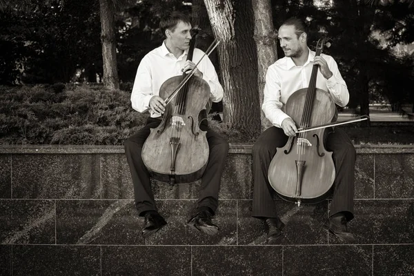 Violoncelo. Cello tocando é mostrado de perto . — Fotografia de Stock