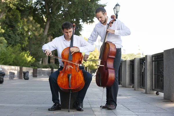 Cello. Cello spel visas närbild. — Stockfoto