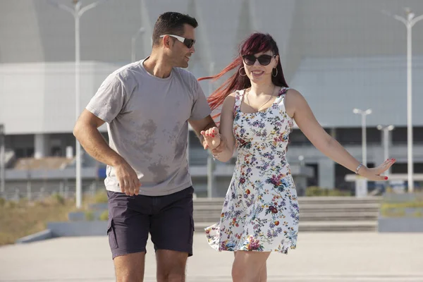 Young couple dances Caribbean Salsa. Social activity concept.