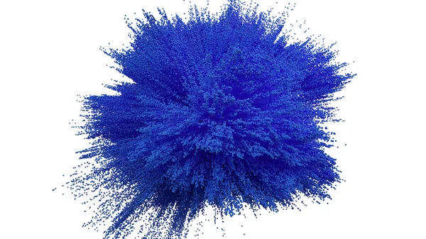 白い背景の青い粉ボール爆発 青い雲 青い粉塵爆発 神聖なペイントします パウダー ブルーの動きを凍結します — ストック写真