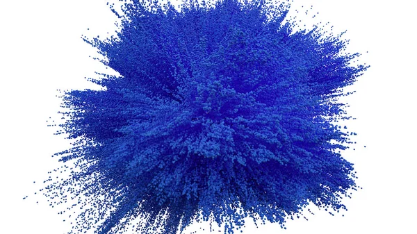 Blaue Puderkugel Explosion Auf Weißem Hintergrund Blaue Wolke Blaustaubexplosion Farbe — Stockfoto