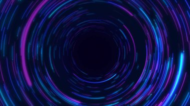 Mavi ve mor soyut dairesel radyal çizgiler arka plan. Veri akışı. Fiber optik. Hareket etkisi. Arka plan