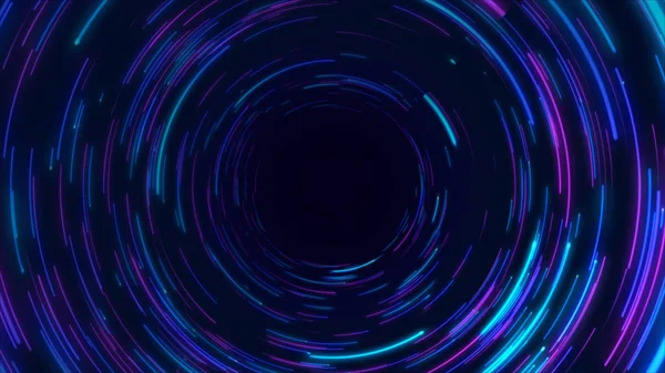 Fondo Líneas Radiales Circulares Abstractas Azules Moradas Flujo Datos Fibra — Foto de Stock