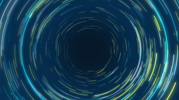 Blå Gul Abstrakt Cirkulär Radiella Linjer Bakgrund Dataflödet Optisk Fiber — Stockfoto