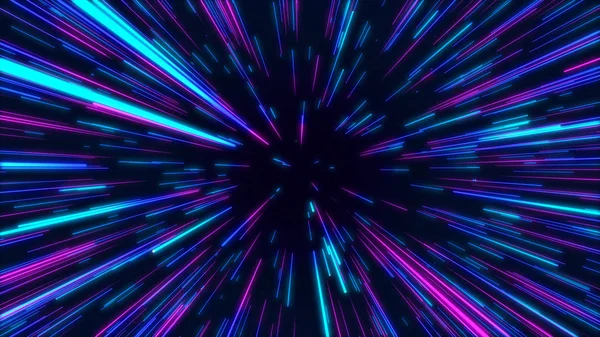 Рожеві Сині Абстрактні Радіальні Лінії Геометричного Фону Тунель Потоку Даних — стокове фото