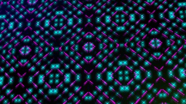 Hareketli ışık shinning pembe ve mavi nokta ve yıldız şekiller kare. Parlak shinning noktalar ve yıldız 3d kamera hareketi ile renkli. Neon ve yıldız ve nokta etkisi ile arka plan