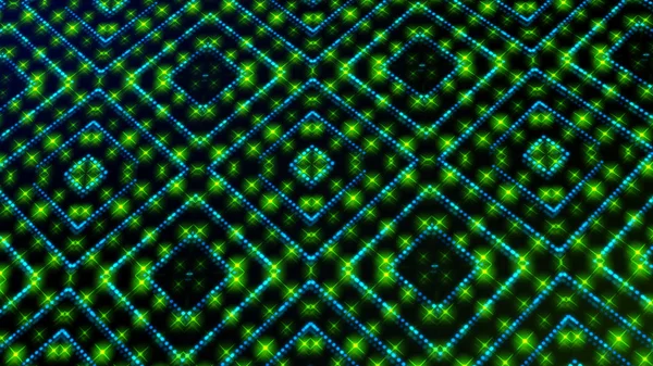 Animiertes Licht Das Grüne Und Blaue Punkte Und Sterne Quadratischen — Stockfoto