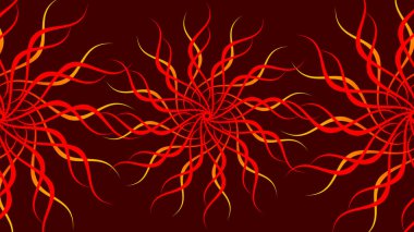 Kırmızı desenli renkli sarmal döner, soyut arka plan dalgalar. Büyülü spiraller döner. Yanılsama hareketi etkisi arka plan. Enerji renkli arka plan müzik ve olay için. Psychedelic müzik
