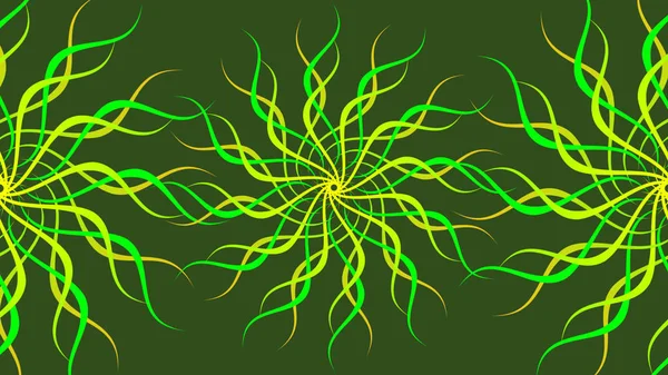 Vert Jaune Spirale Colorée Motifs Rotatifs Fond Ondes Abstraites Des — Photo