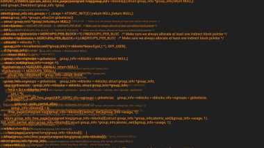 Turuncu ekran hacker kavramı animasyon aksaklık ile kodlama. Programlama kodu hata yazarak. Büyük veri ve Internet siber saldırı. Programlama kod soyut. Blockchain kavramı, bilgisayar dijital kod