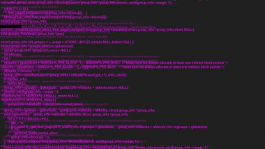Hacker kavramı animasyon aksaklık ile kodlama Orangescreen. Programlama kodu hata yazarak. Büyük veri ve Internet siber saldırı. Programlama kod soyut. Blockchain kavramı, bilgisayar dijital kod