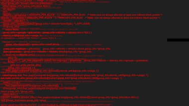 Kırmızı ekran hacker kavramı animasyon aksaklık ile kodlama. Programlama kodu hata yazarak. Büyük veri ve Internet siber saldırı. Programlama kod soyut. Blockchain kavramı, bilgisayar dijital kod