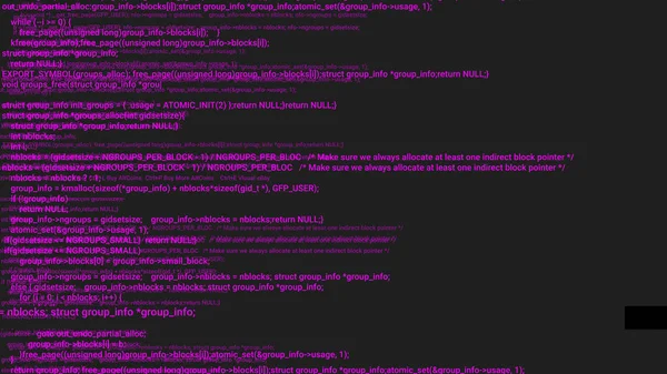 Pink screen coding hacker concept animation with glitch. Programming code typing error. Big data and Internet cyber attack. Programming code abstract. Blockchain concept, computer digital code