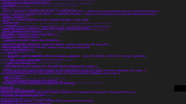 Фіолетовий Екран Кодування Хакера Концепція Анімації Глюк Програмування Код Опечатка — стокове фото