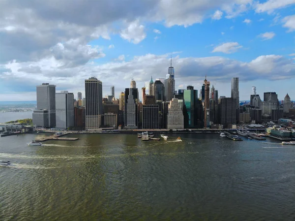 Wspaniały Widok Panoramę Manhattan New York Stany Zjednoczone Ameryki Panoramiczne — Zdjęcie stockowe