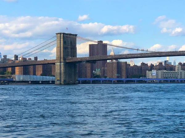 Vista Brooklyn Bridge Horizonte Manhattan Centro Nova Iorque Nova Iorque — Fotografia de Stock
