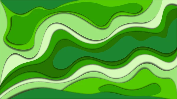 Green colorful background with abstract lines. Colorful illustration in abstract style with gradient. Textured wave pattern for backgrounds. Abstract background with curves lines and shadow.