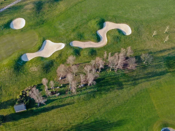 Luftaufnahme Eines Wunderschönen Grünen Golfplatzes Winter Süden Belgiens Europa — Stockfoto