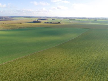 Sonbahar mevsiminde çiftlik alanı, aslanın Höyük savaş alanında Waterloo, Belçika için havadan görünümü