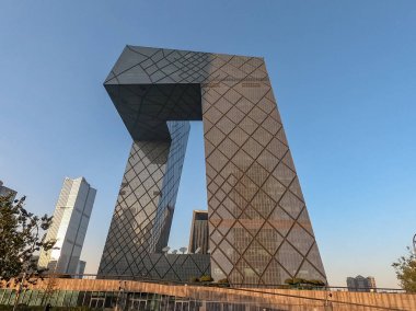 Beijing, Çin Cctv Kulesi. CCTV mavi gündüz Pekin'de Merkez, Cctv bina bir döngü bir toplam alanı 473,000 m² 11/25/2018, altı yatay ve dikey bölüm