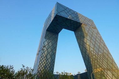 Beijing, Çin Cctv Kulesi. CCTV mavi gündüz Pekin'de Merkez, Cctv bina bir döngü bir toplam alanı 473,000 m² 11/25/2018, altı yatay ve dikey bölüm