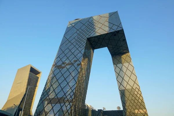 Torre Cctv Beijing China Sede Cctv Durante Día Azul Beijing —  Fotos de Stock