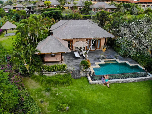 Vista Aérea Hotel Luxo Villa Privada Com Piscina Fronteira Penhasco — Fotografia de Stock