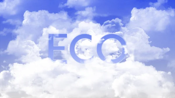 Wort Öko Den Wolken Bunte Himmelsfarbe Starkes Wortkonzept Für Unternehmenspräsentation — Stockfoto