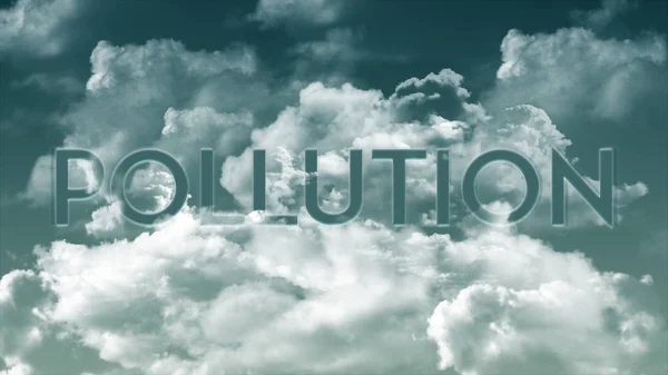 Wortverschmutzung Den Wolken Bunte Himmelsfarbe Starkes Wortkonzept Für Unternehmenspräsentation — Stockfoto