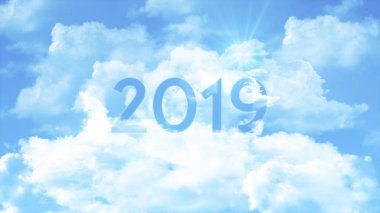 Bulutlar, renkli gökyüzü renk numarası 2019. iş sunumu için güçlü kelime kavram.