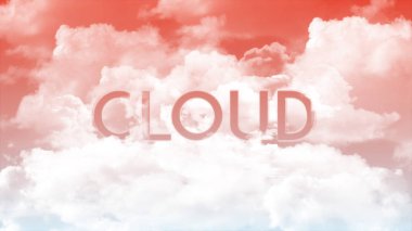 Word bulut bulutlar, renkli gökyüzü rengi. iş sunumu için güçlü kelime kavram.